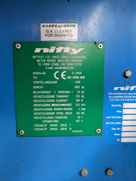 nacelle occasion NIFTYLIFT HR21 HYBRIDE NEW BATT
