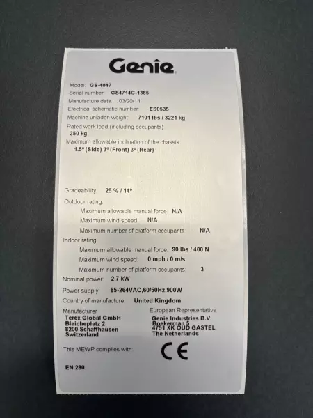 nacelle occasion GENIE GS4047