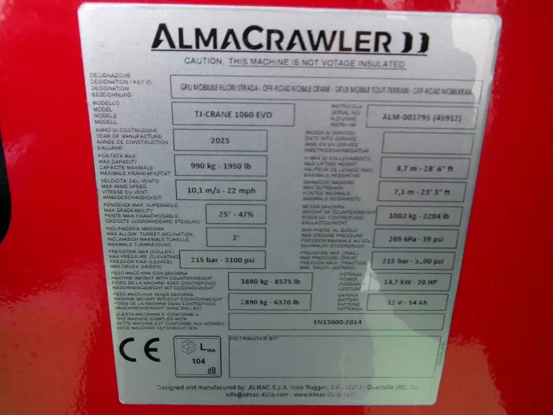 nacelle occasion ALMACRAWLER CRANE T-CRANE 1060 EVO