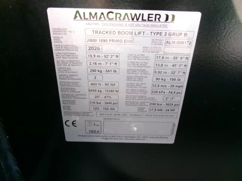 nacelle occasion ALMACRAWLER JIBBI 1890 EVO
